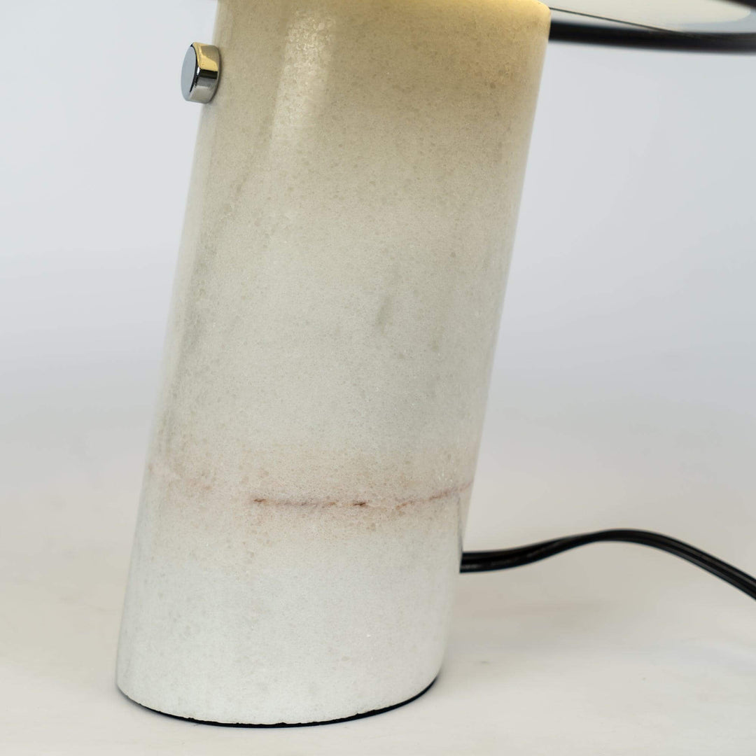 Carrara Marble Table Lamp with Glazed Metal Reflector