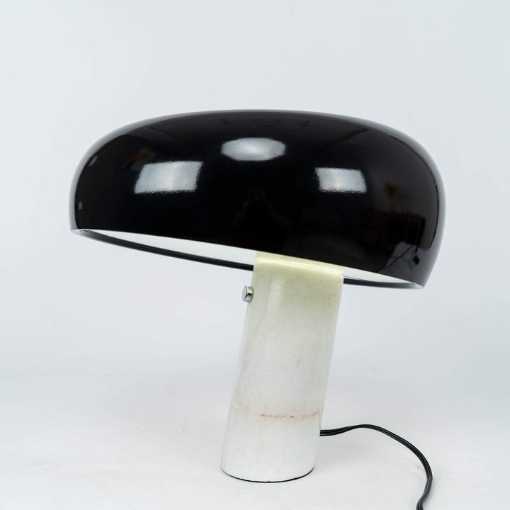 Carrara Marble Table Lamp with Glazed Metal Reflector