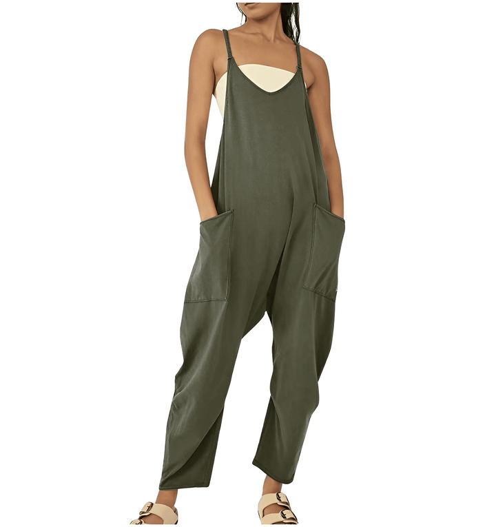Women's Sleeveless Casual Jumpsuit with Pockets