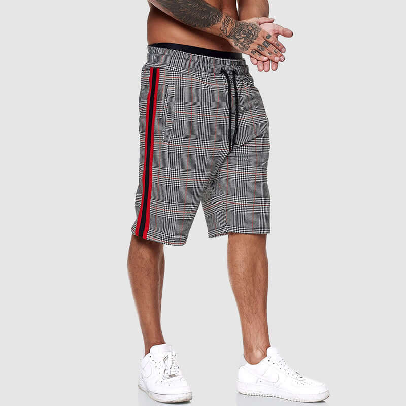 Men's Checked Drawstring Shorts with Elasticated Waist