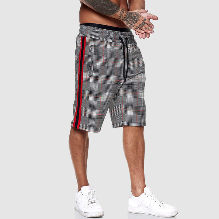 Men's Checked Drawstring Shorts with Elasticated Waist