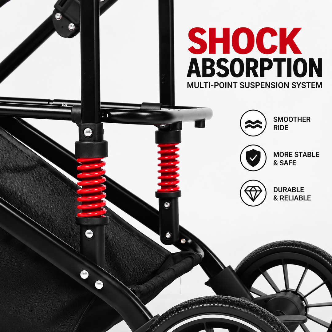 Easy-Fold Dog Stroller with Detachable Basket for Small Dogs