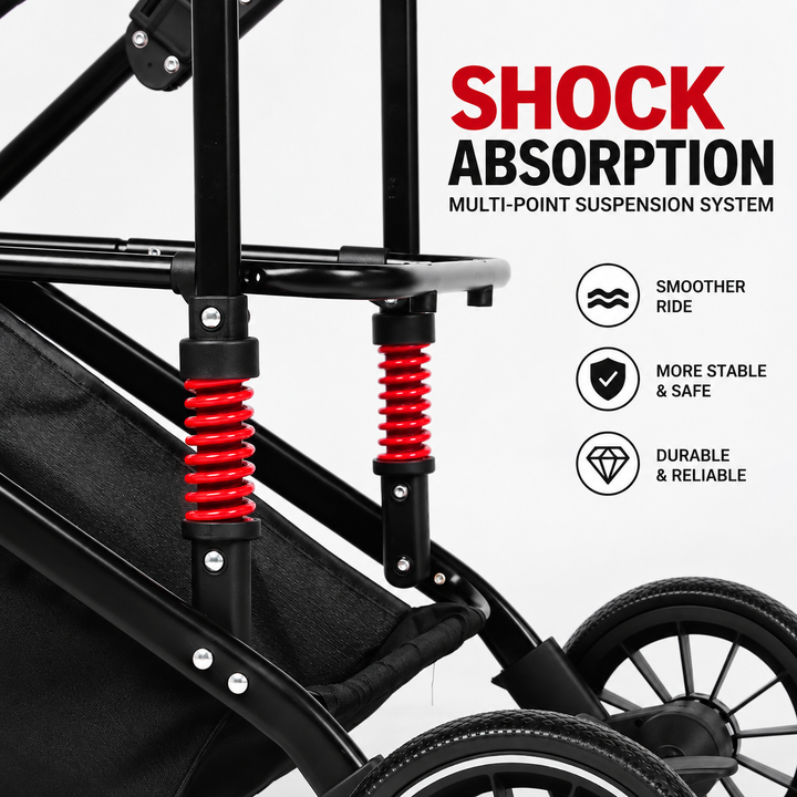 Easy-Fold Dog Stroller with Detachable Basket for Small Dogs