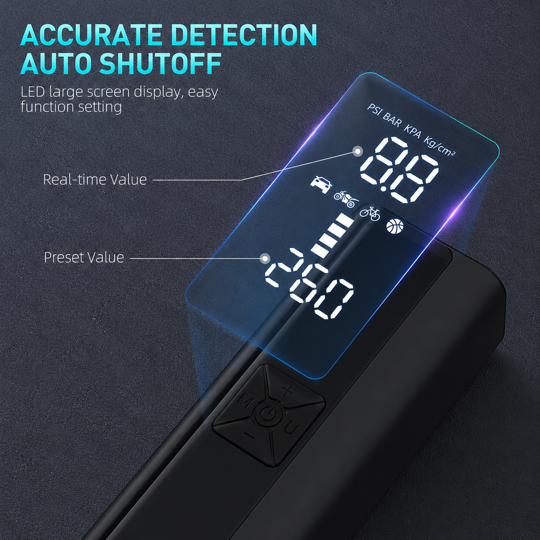 Portable Air Pump with 4000mAh Battery & Dual LCD Screens