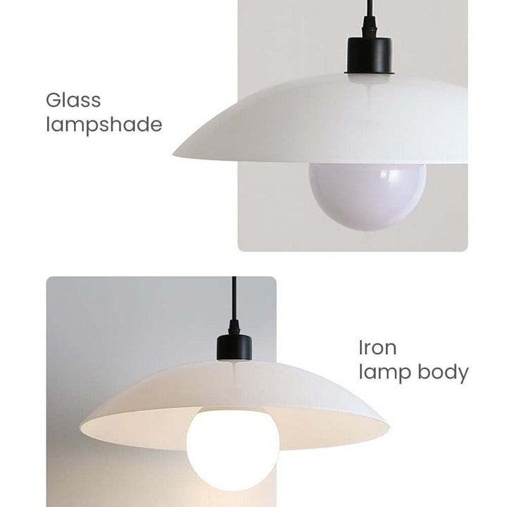 Modern White Glass Disc Pendant Light Fixture