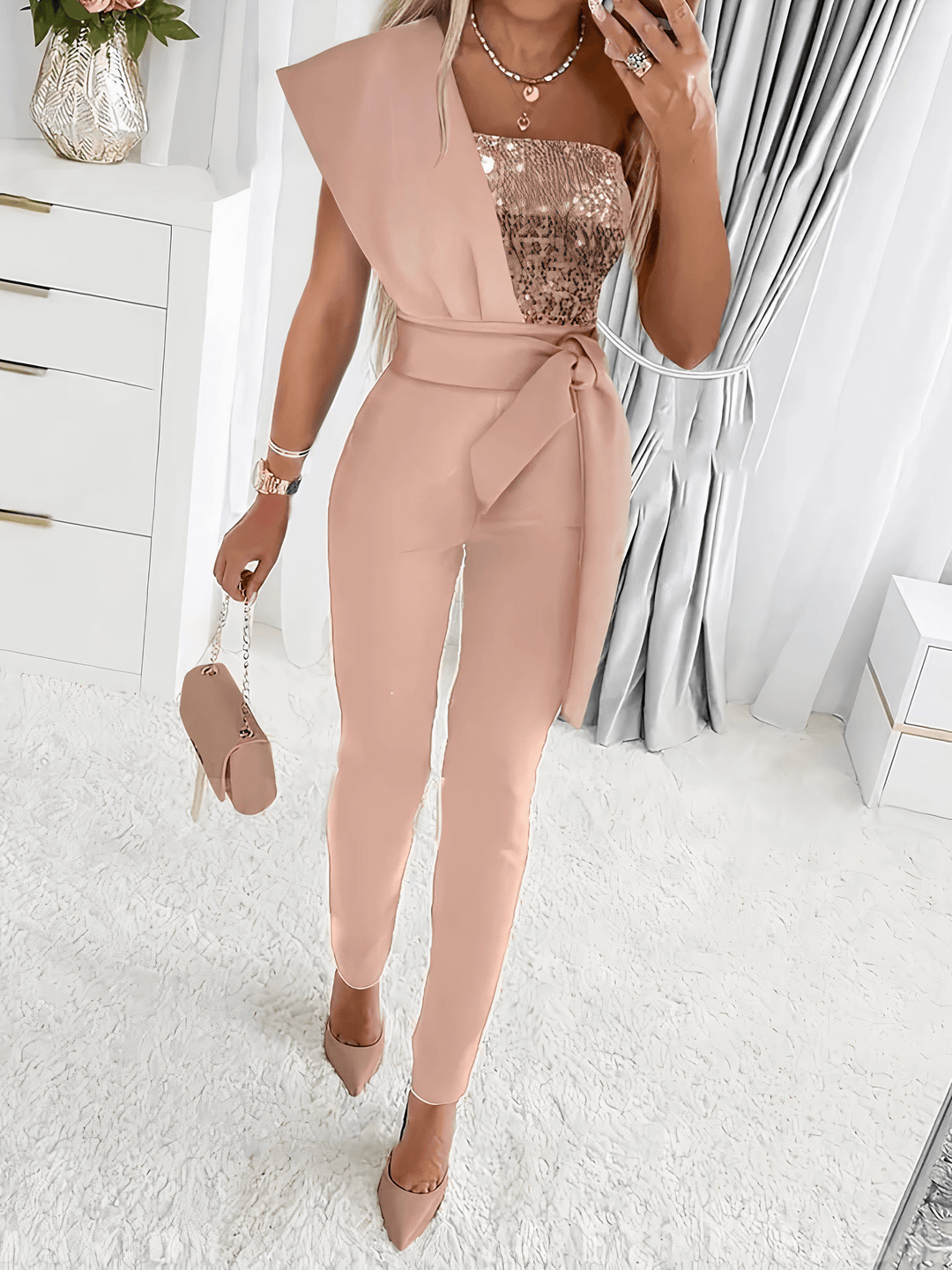 Glitter Bodycon Jumpsuit for Women