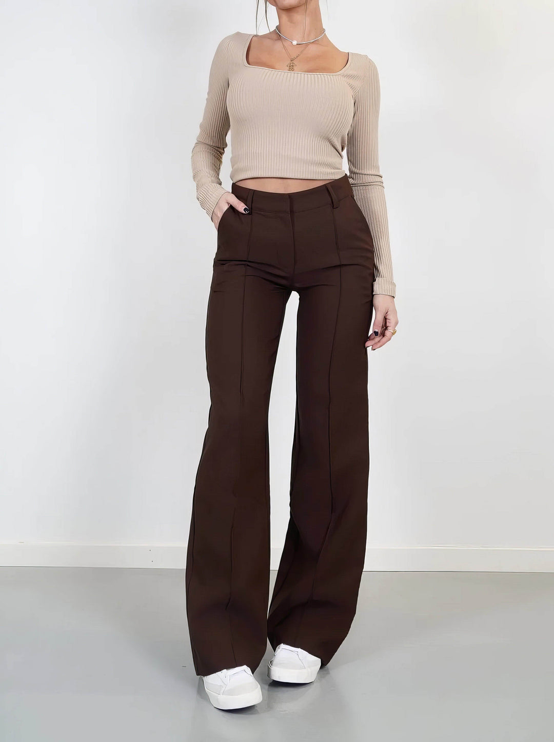 Women's High-Waisted Wide Leg Trousers