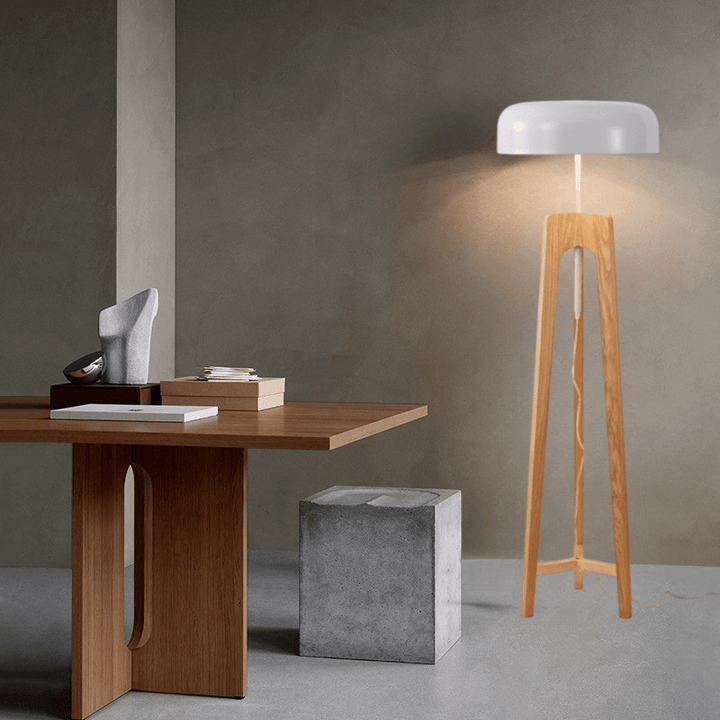 Modern Bamboo LED Floor Lamp with Wood Accents