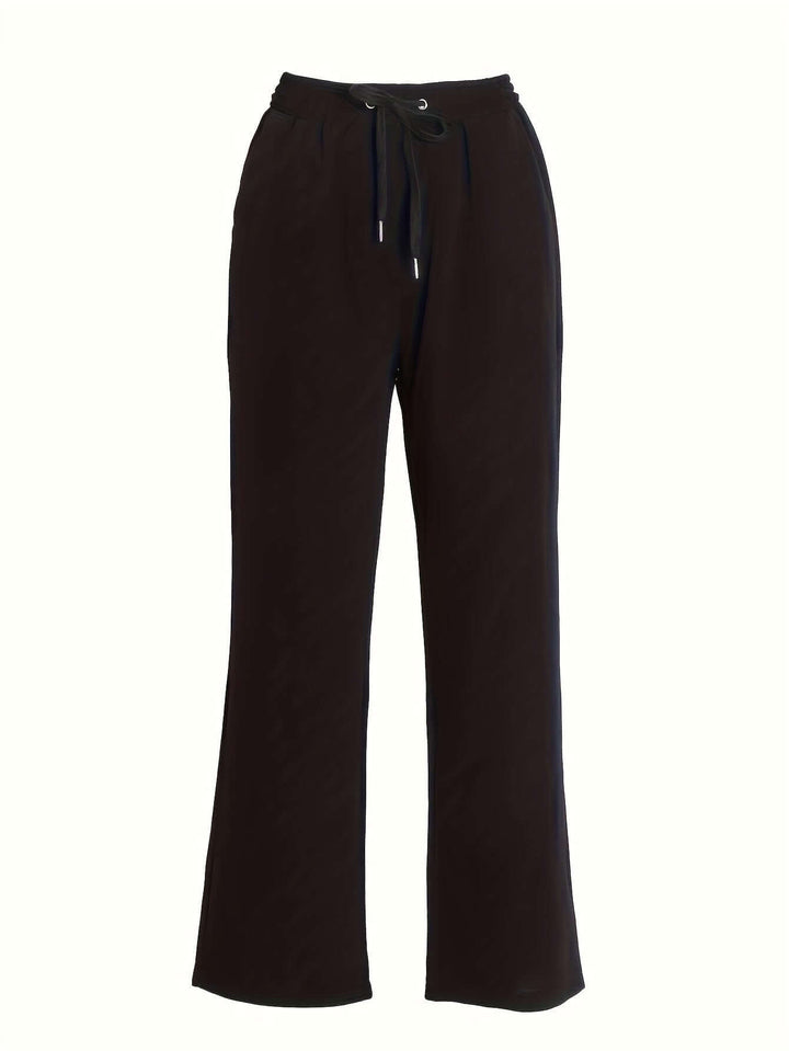 Women's Wide-Leg Drawstring Trousers with Pockets