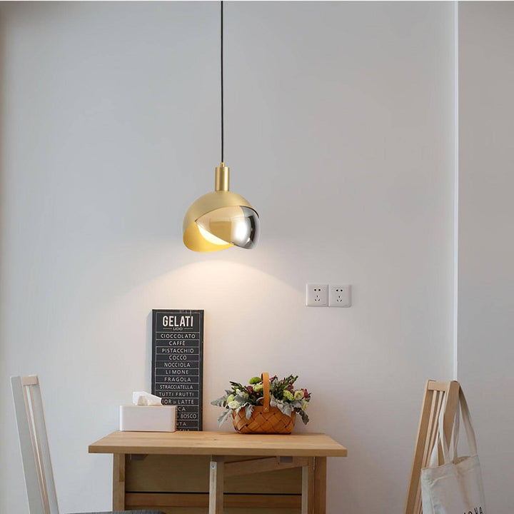 Adjustable Metal Pendant Light with Glass Shade