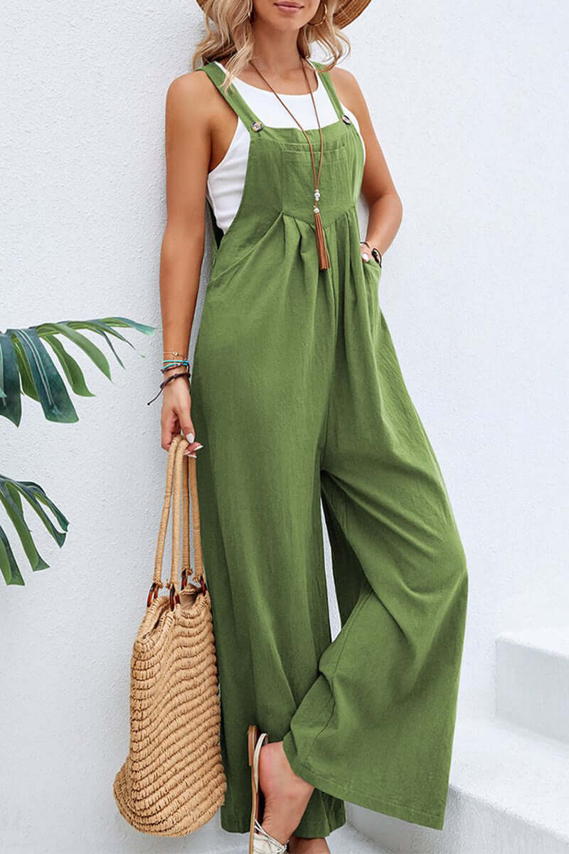 Women's Wide Neck Spaghetti Strap Jumpsuit