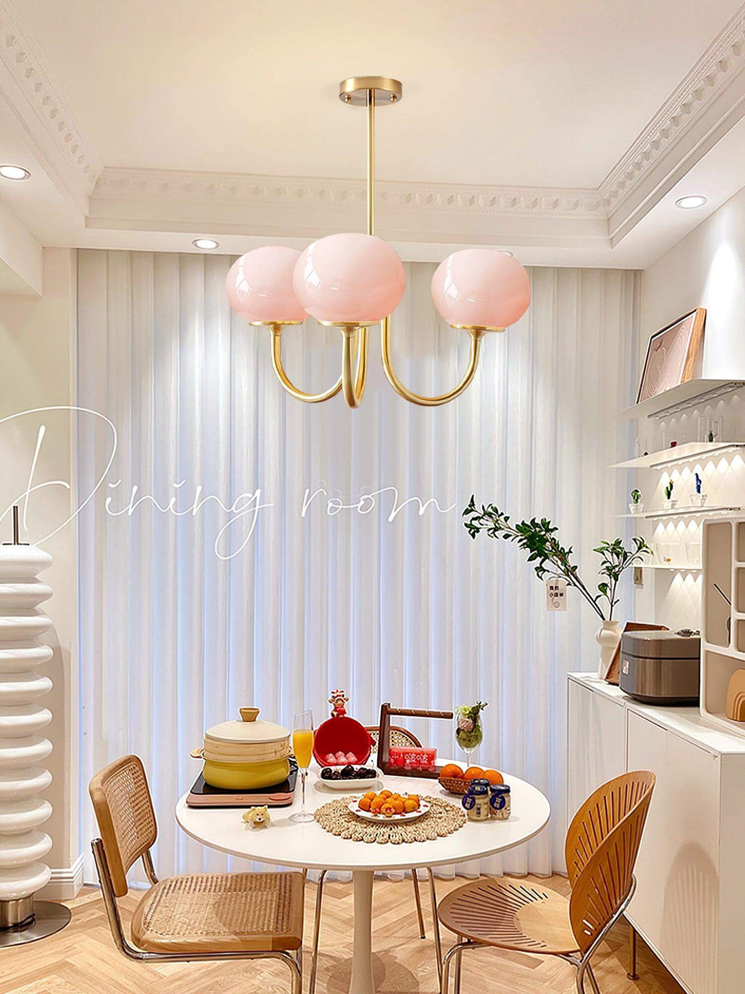 Pink Glass Ceiling Light Fixture Modern Chandelier
