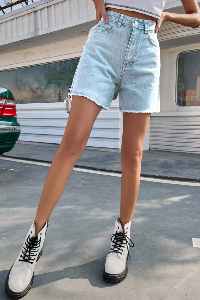 Women's Solid Color French Shorts