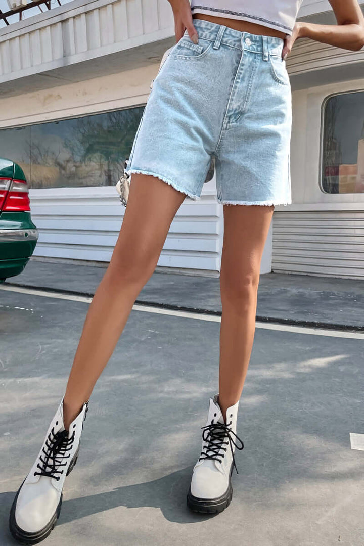 Women's Solid Color French Shorts