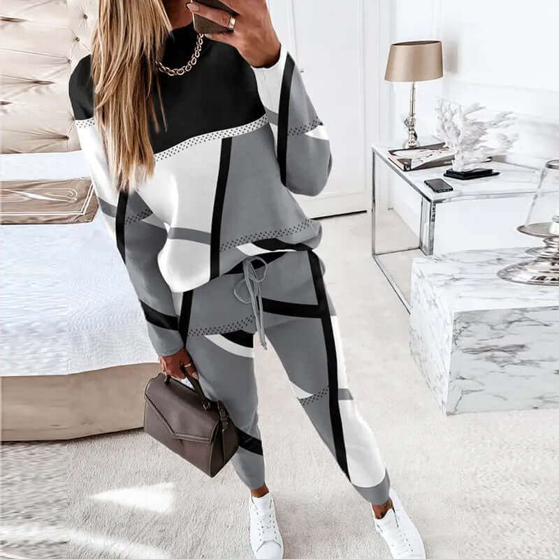 Women's Geometric Knit Loungewear Set