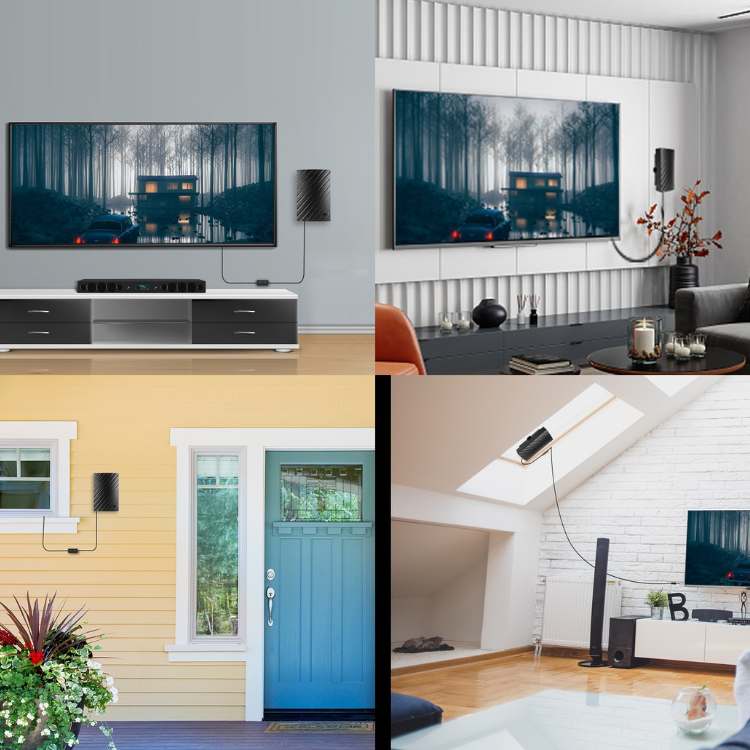 4K Indoor TV Aerial with sleek design and 600-mile range, enabling free access to HD and 4K channels without cable bills.