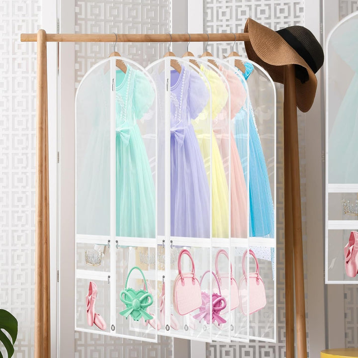 Portable foldable garment bags protect dance costumes & formal wear. Zipped pockets for accessories. Travel & storage.