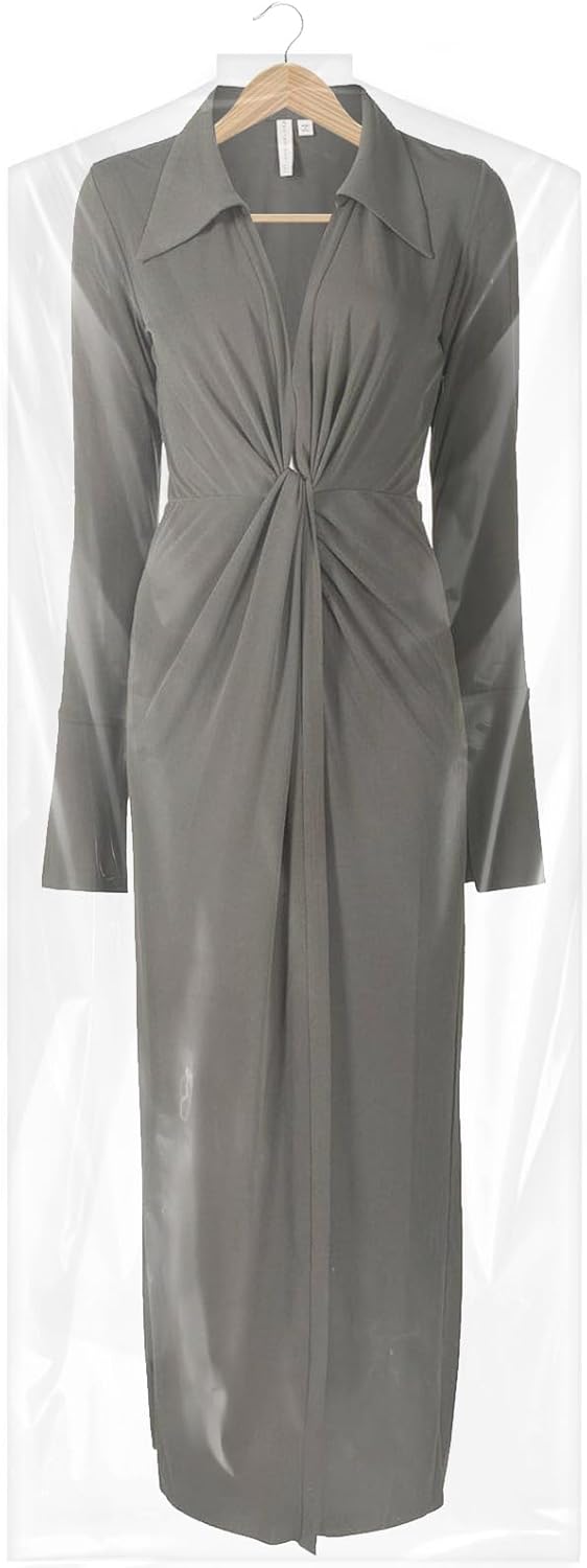 Transparent dress & suit covers for wardrobe organization, 50 clear garment bags for travel.