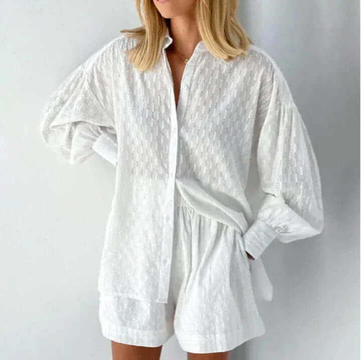 Women's Linen Shirt and Shorts Set