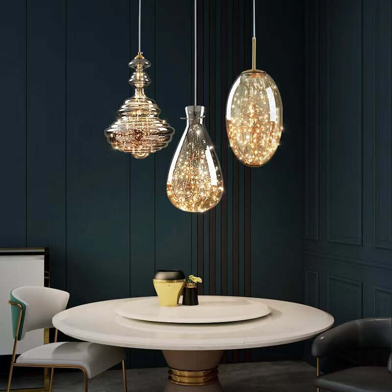 Modern Gray Glass Starry Sky Pendant Light