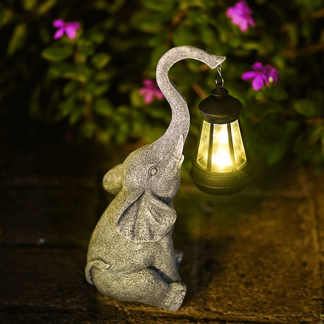Solar Resin Elephant Garden Light