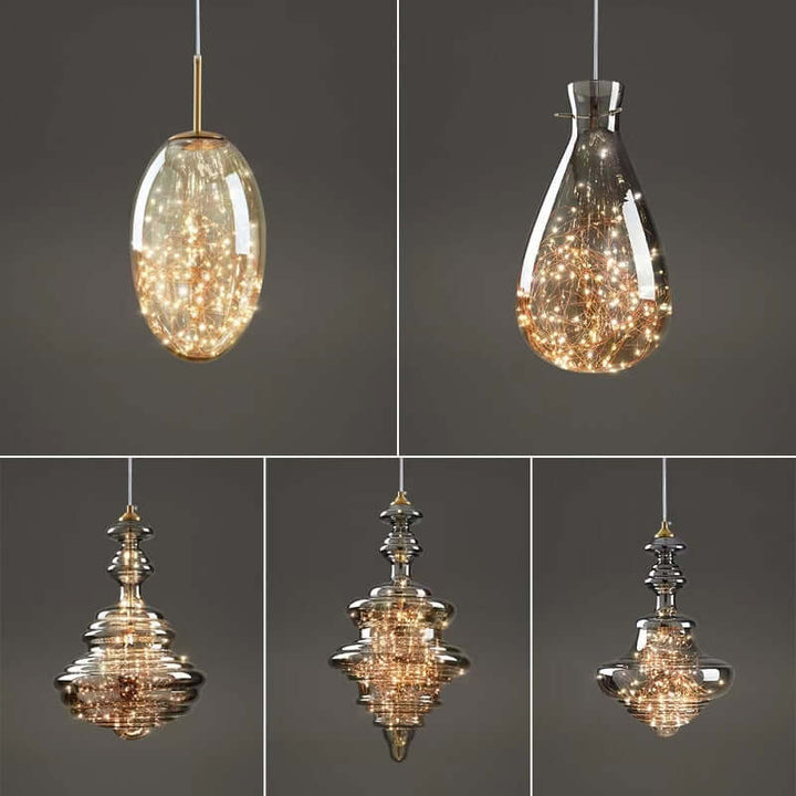 Modern Gray Glass Starry Sky Pendant Light