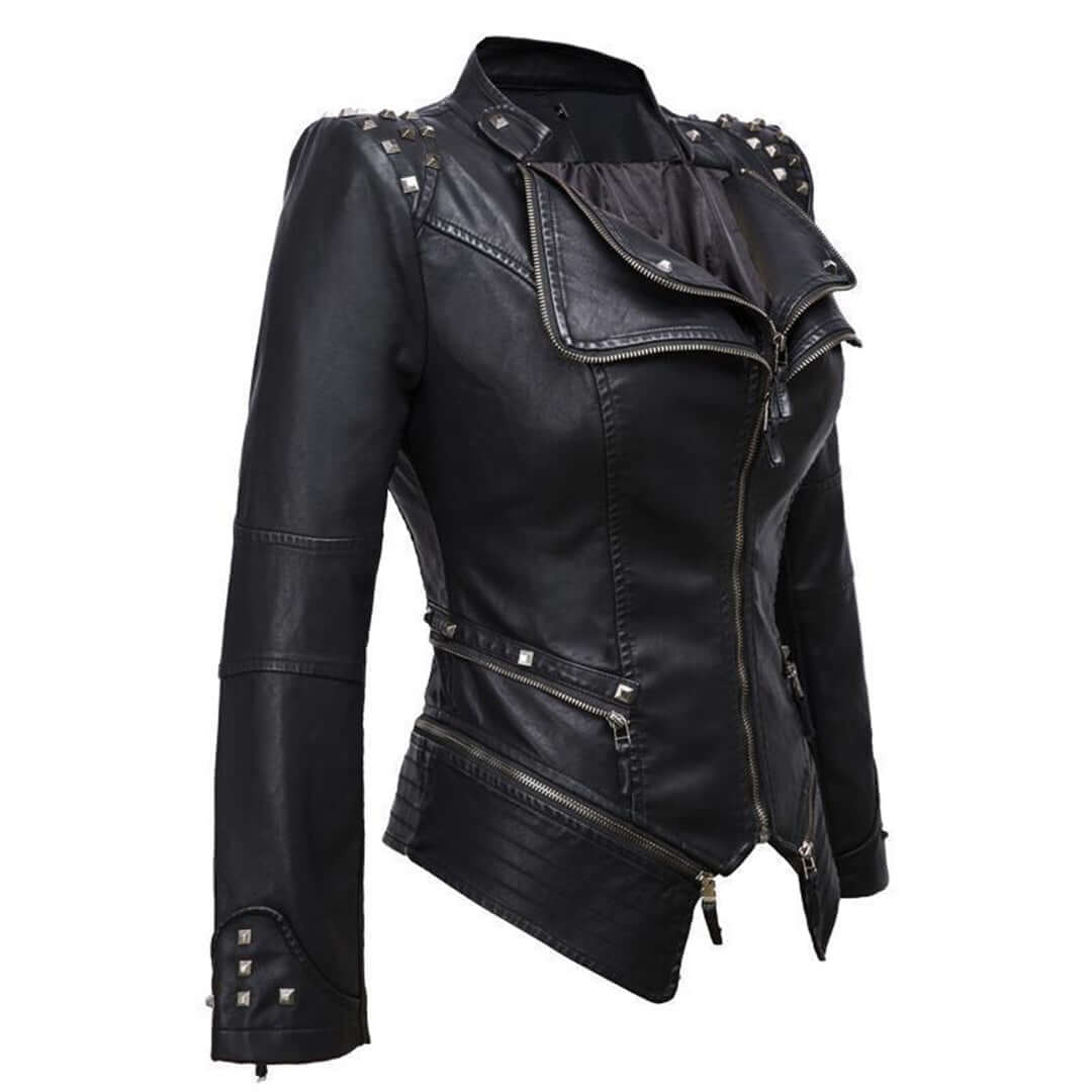 Women's Fitted Studded Biker Jacket