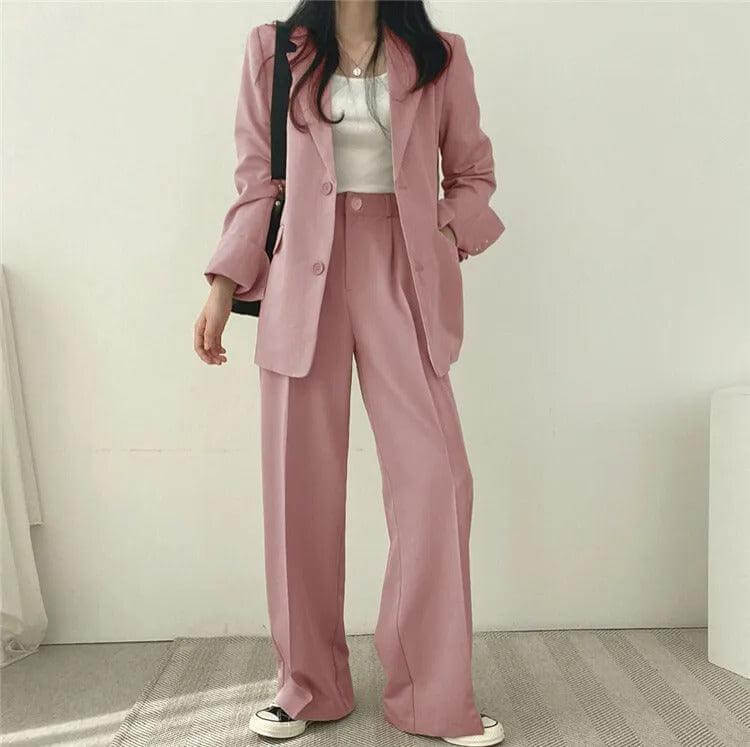 Women's Tailored Blazer and Straight-Leg Pants Set