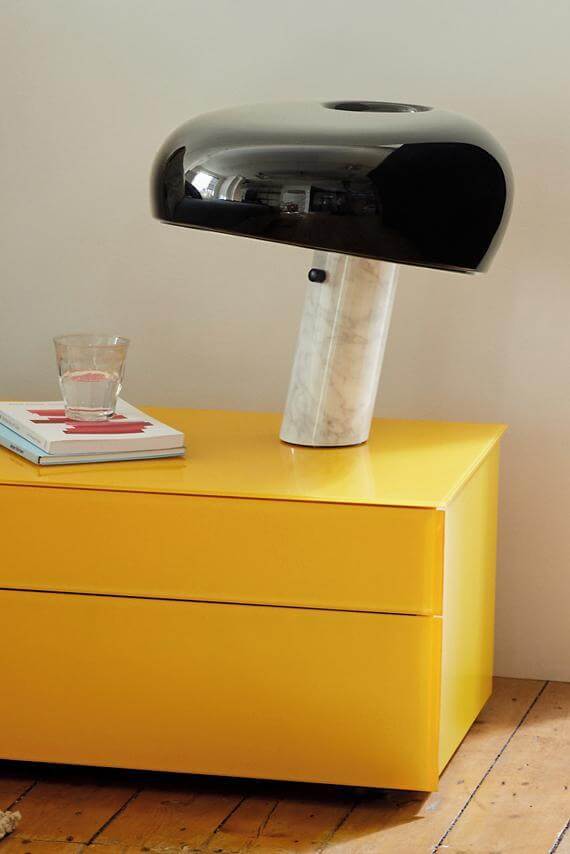Carrara Marble Table Lamp with Glazed Metal Reflector