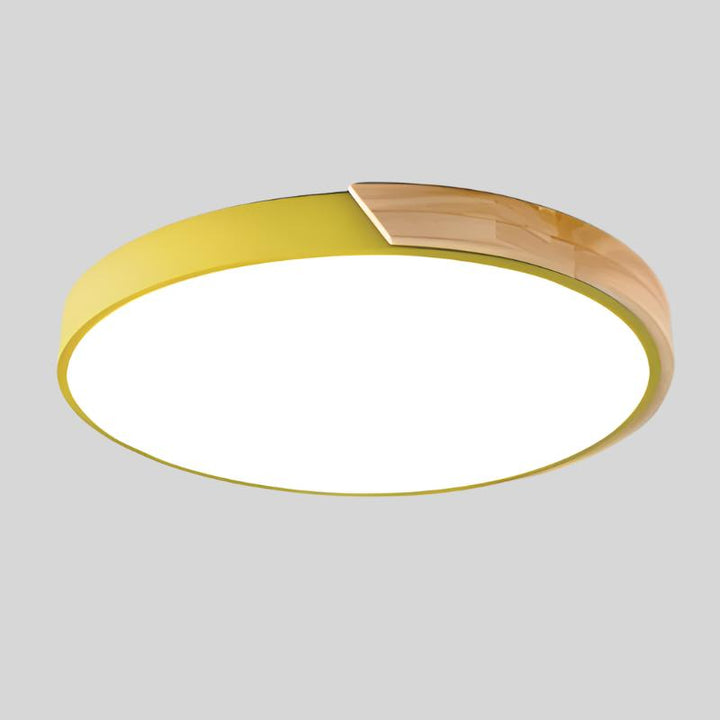 Modern Wooden Round LED Ceiling Light Fixture