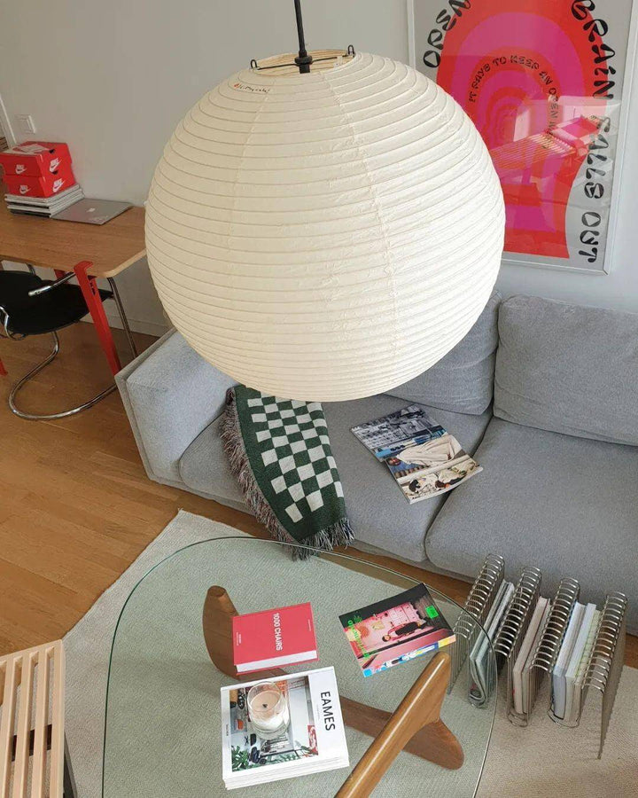 Japanese Cotton Paper Pendant Lamp with Steel Wire