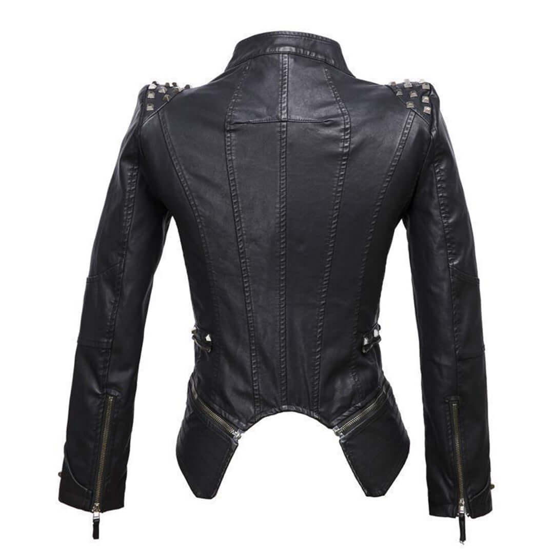 Women's Fitted Studded Biker Jacket