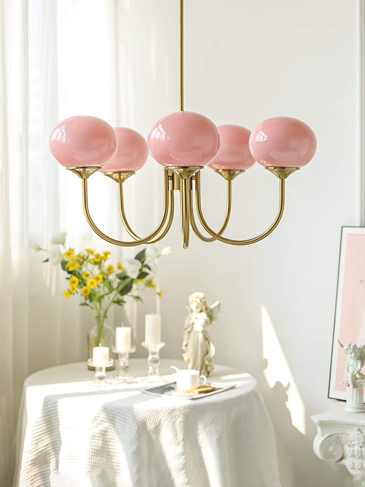Pink Glass Ceiling Light Fixture Modern Chandelier
