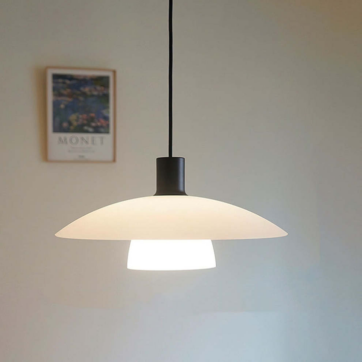 Modern White Glass Disc Pendant Light
