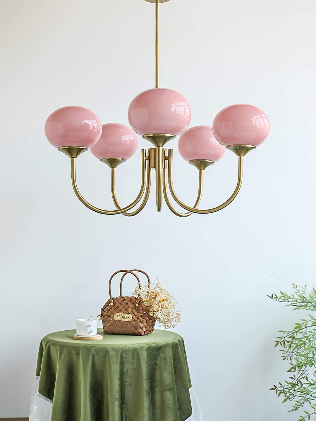 Pink Glass Ceiling Light Fixture Modern Chandelier