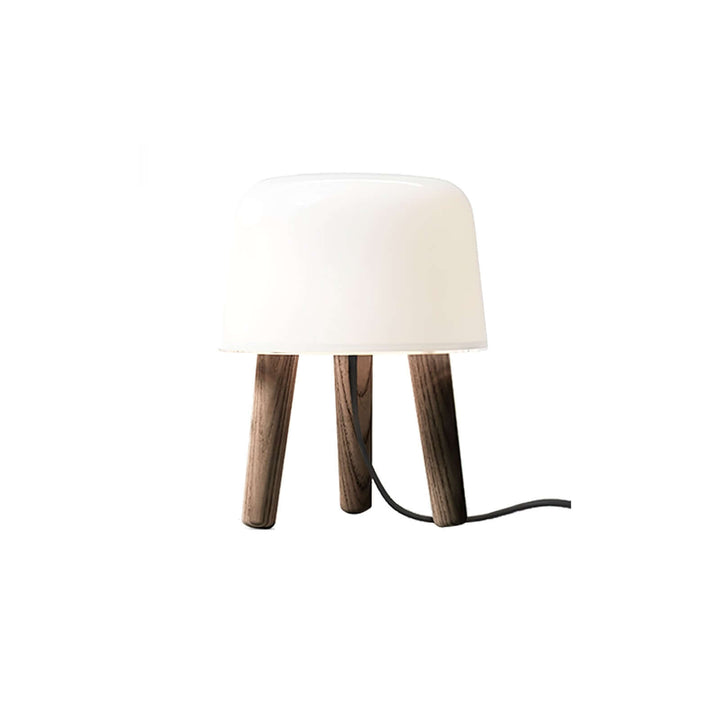 Wooden Tripod Table Lamp with Glass Shade