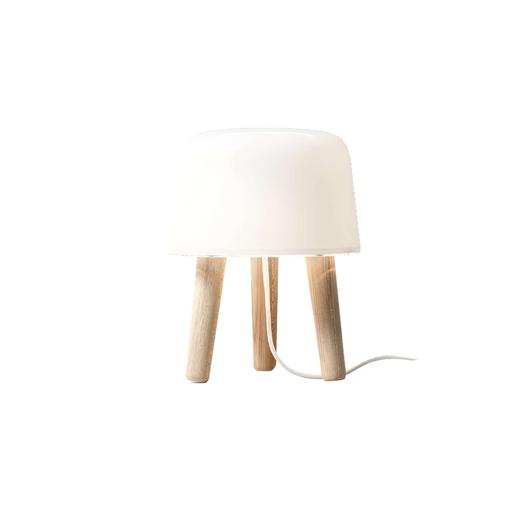 Wooden Tripod Table Lamp with Glass Shade