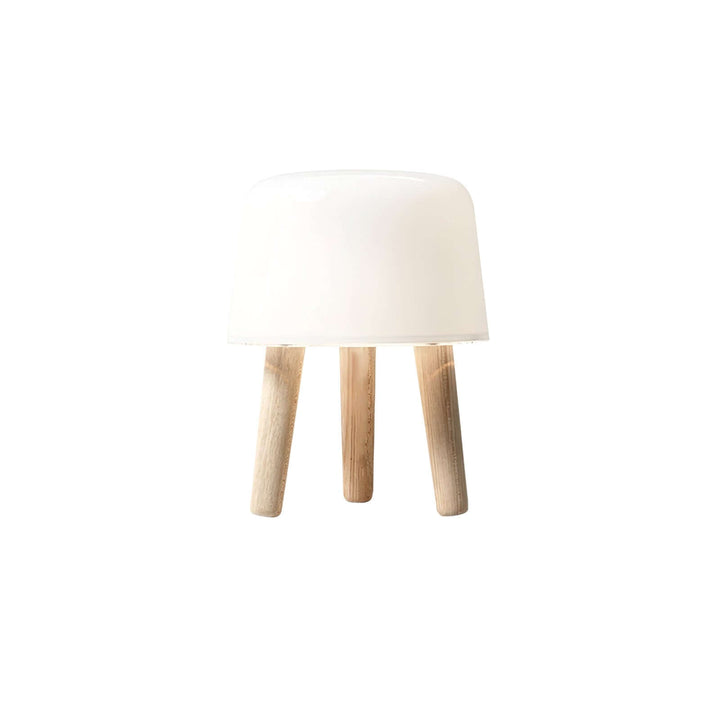 Wooden Tripod Table Lamp with Glass Shade