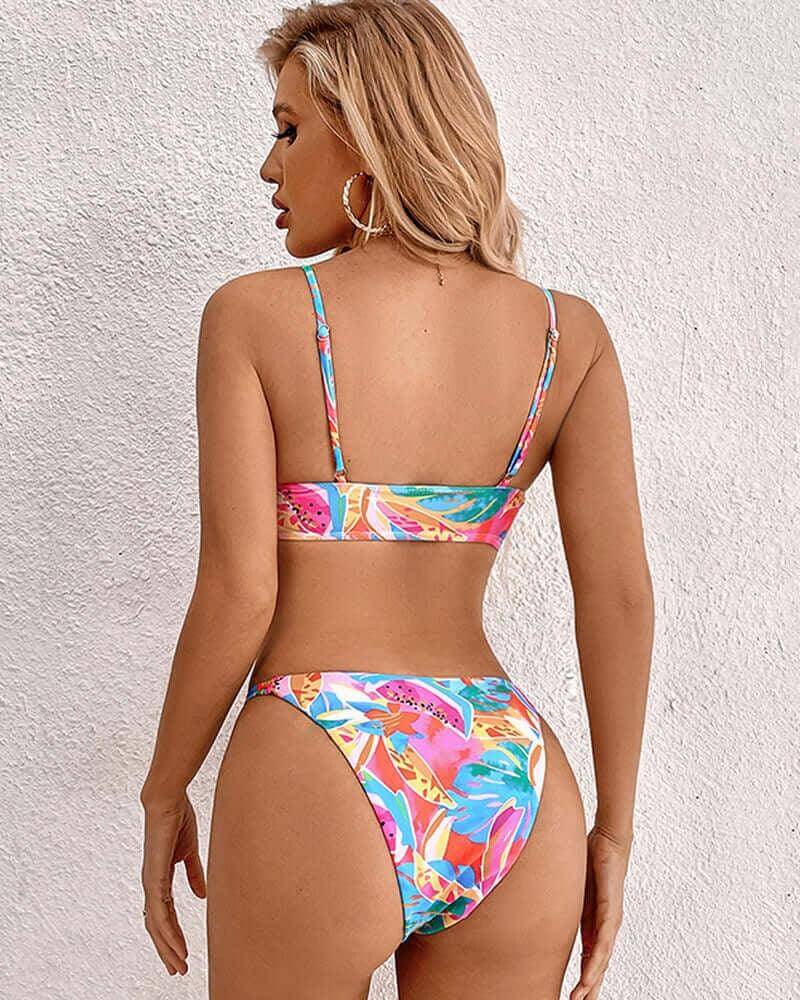 Women's Tropical Print Bikini Swimsuit