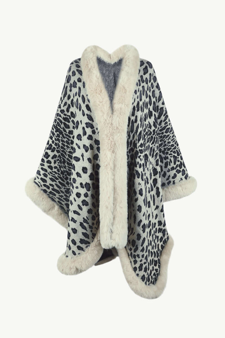 Leopard Print Open Poncho