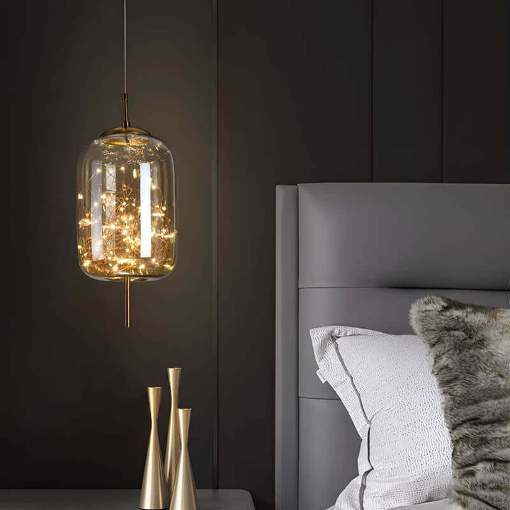 Brown Glass Pendant Light with Multiple Lights