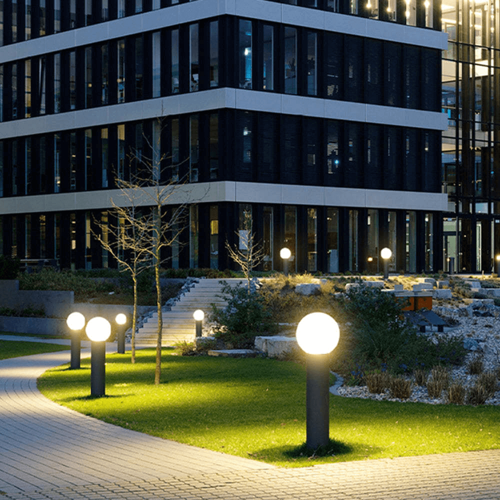 Modern LED Outdoor Path Light Metal Sphere Lamp