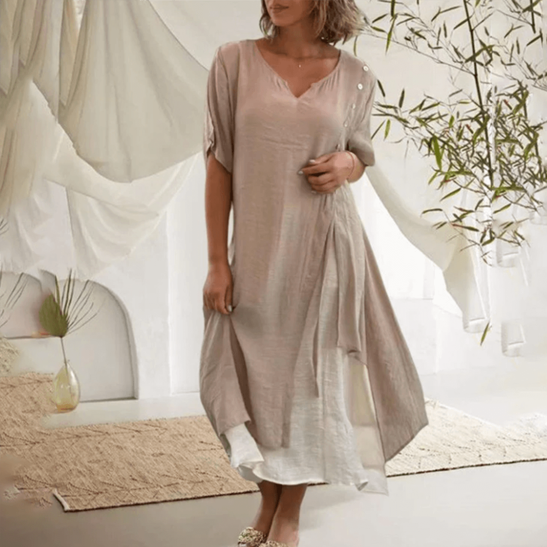 Elegant Maxi Dress - Two-Tone