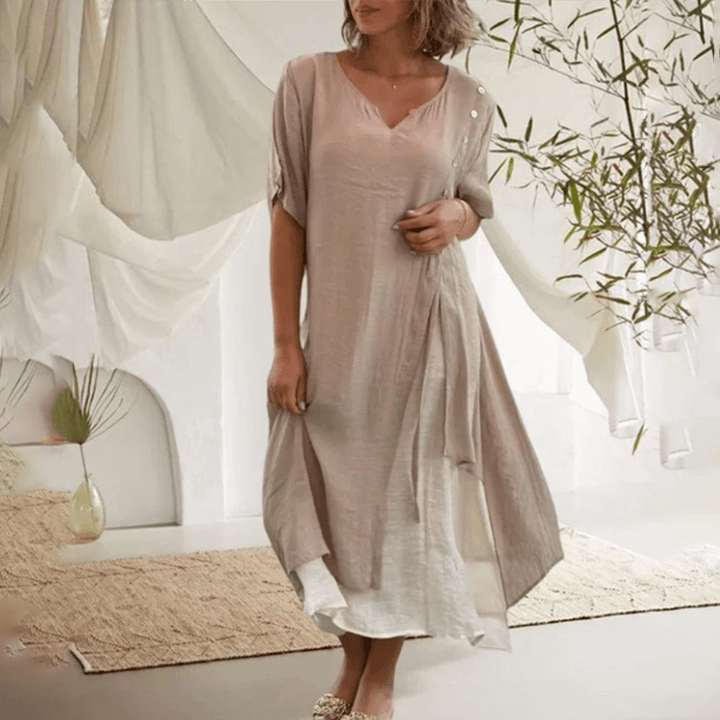 Elegant Maxi Dress - Two-Tone