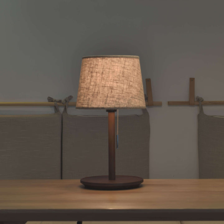 Nordic Walnut Wood Table Lamp with Fabric Shade