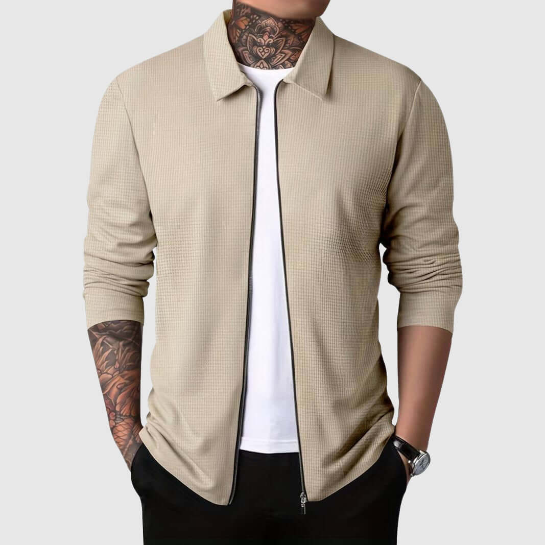 Men's Waffle Knit Zip-Up Jacket