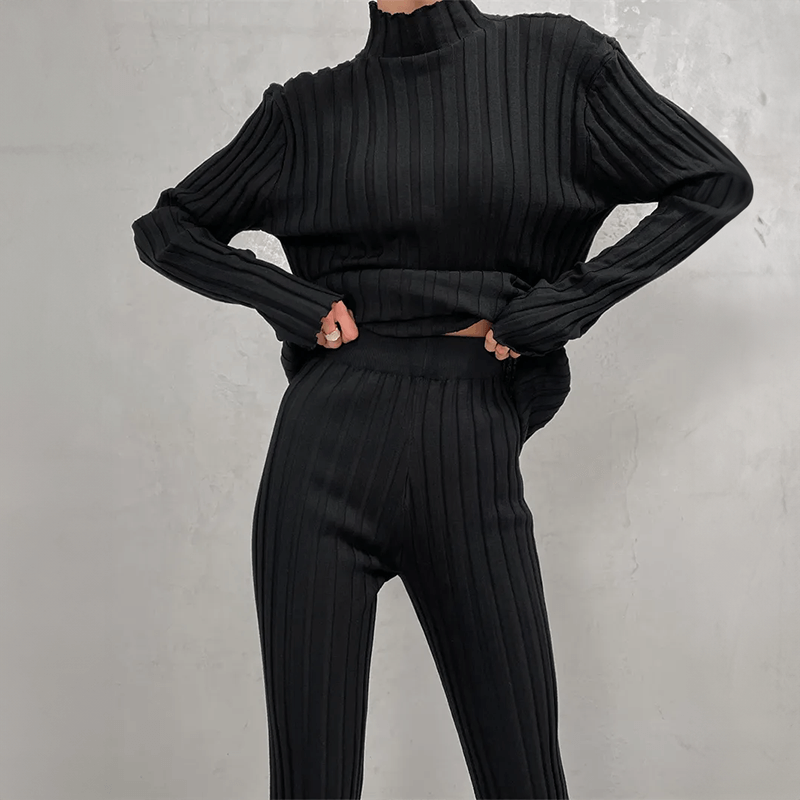Women's Slim Fit Ribbed Knit Set