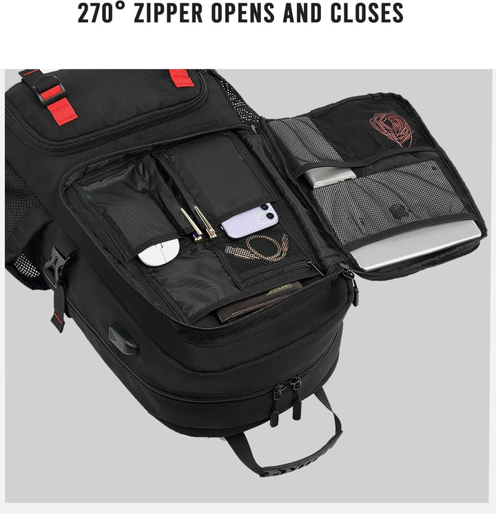 Unisex 60L hiking and school backpack, waterproof with a dedicated laptop sleeve and shoe storage.