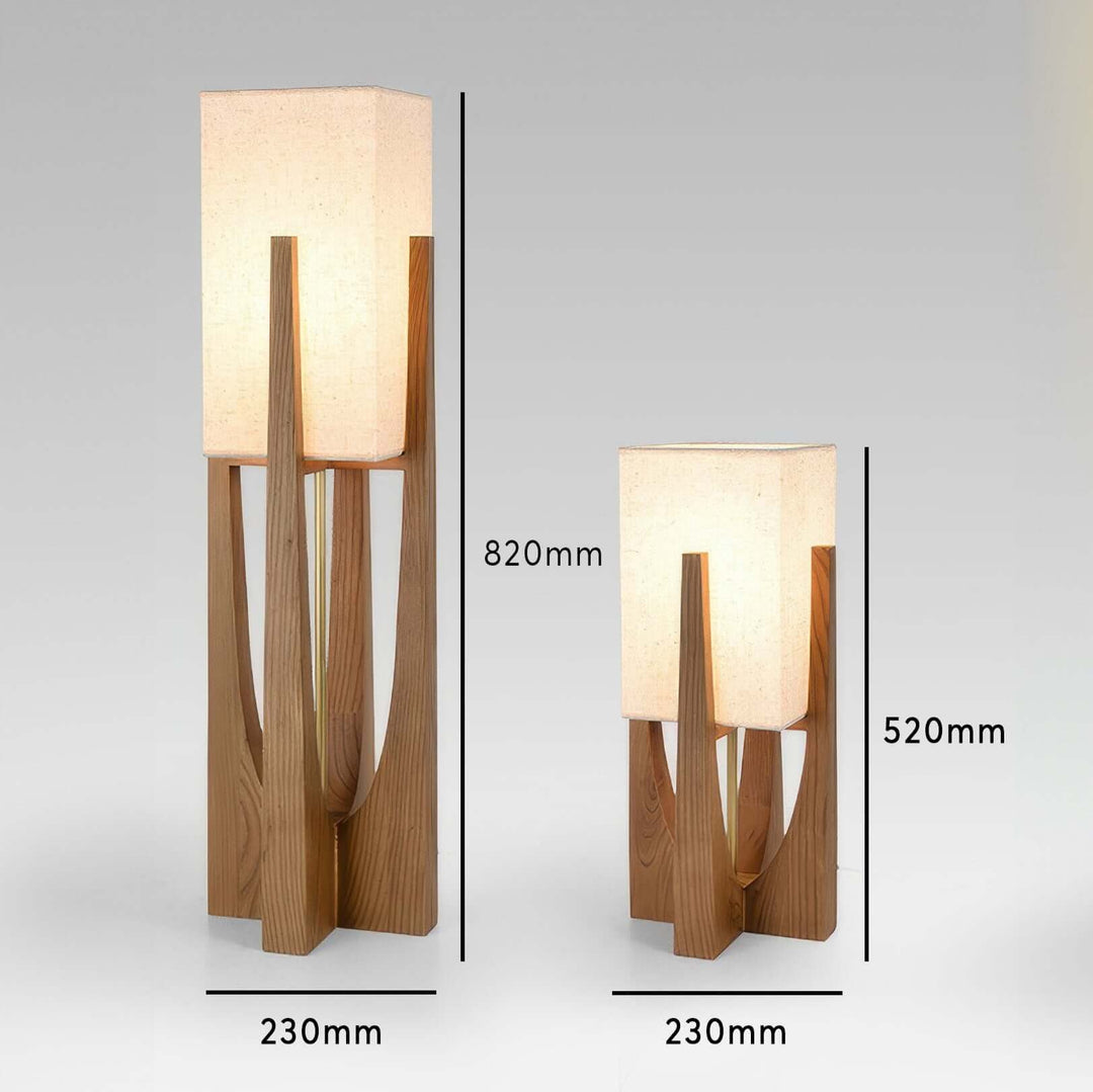 Adjustable Wooden Floor Lamp with Fabric Shade
