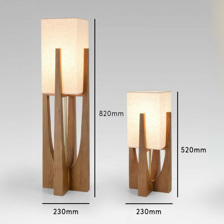 Adjustable Wooden Floor Lamp with Fabric Shade